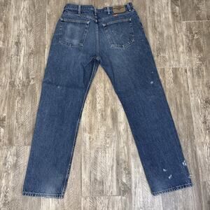 Wrangler Regular Fit 9650 Jeans 35x32 Blue Workwear Abrasion Distressed Vintage